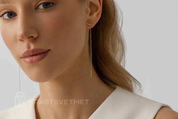 Серьги из красного золота «Уголок на Кобре»